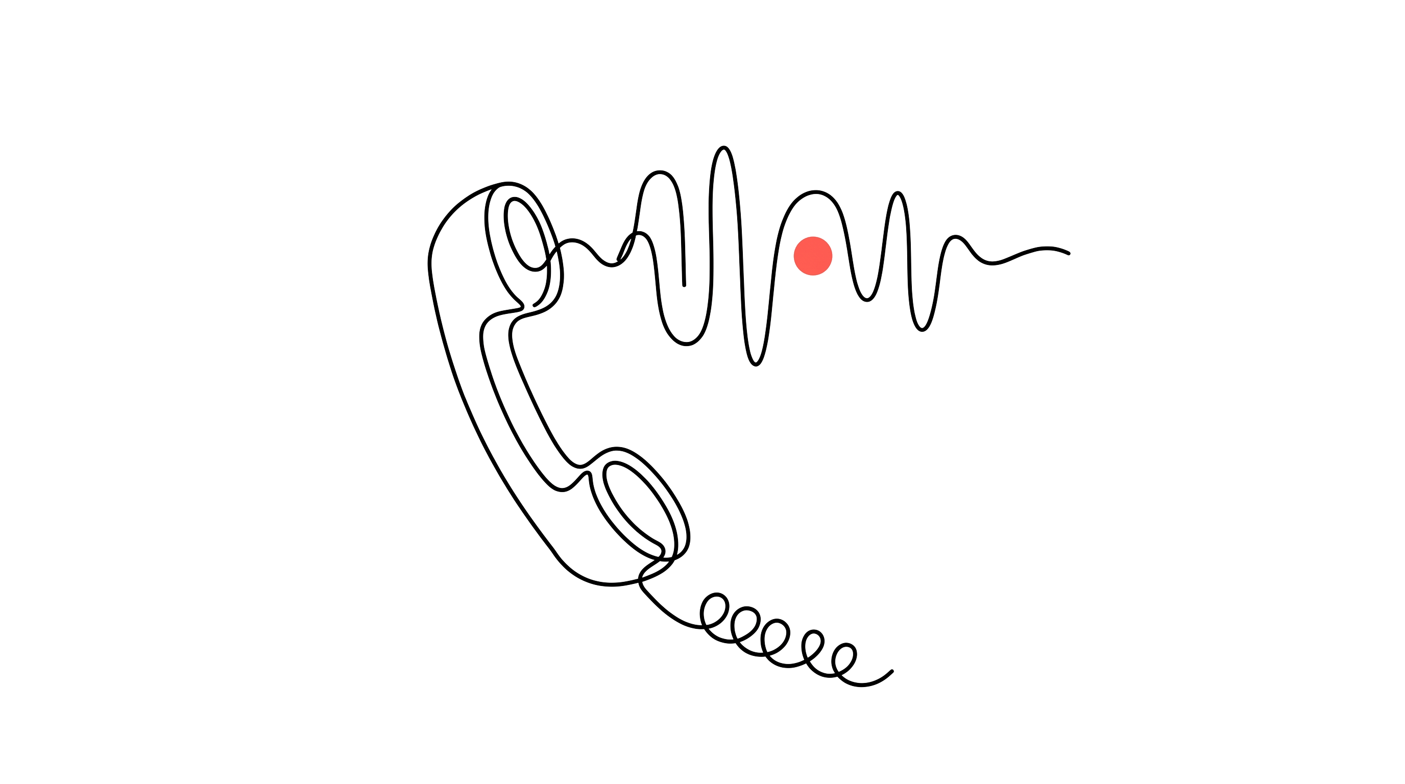 Continuous-Line: ein Telefonhörer mit Sprach-Welle